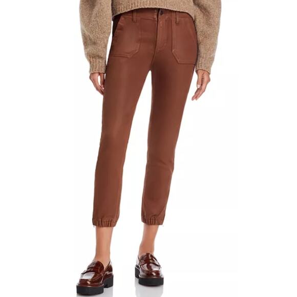 PAIGE Women's Mayslie Jogger pants in Cognac Luxe Coating size 28 - Picture 1 of 9